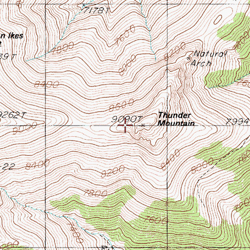 Topographic Map of Thunder Mountain, NV