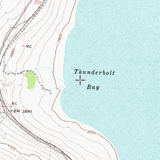 Topographic Map of Thunderbolt Bay, NV