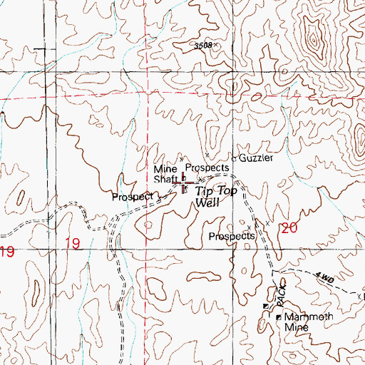 Topographic Map of Tip Top Well, NV