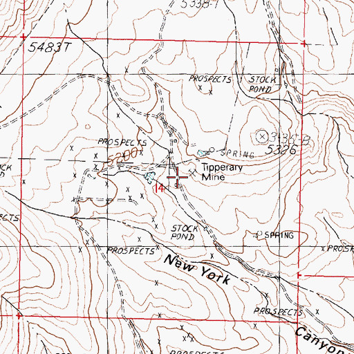 Topographic Map of Tipperary Mine, NV