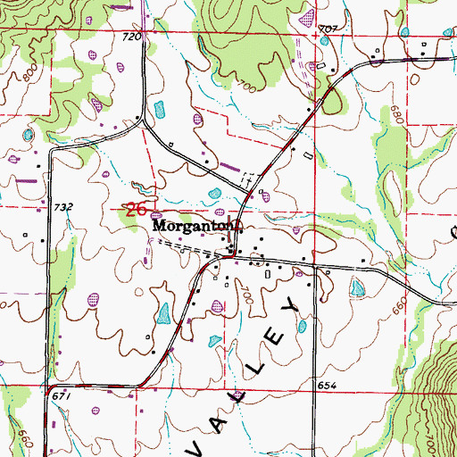 Topographic Map of Morganton Post Office (historical), AR