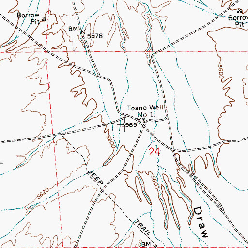 Topographic Map of Toano Well Number One, NV