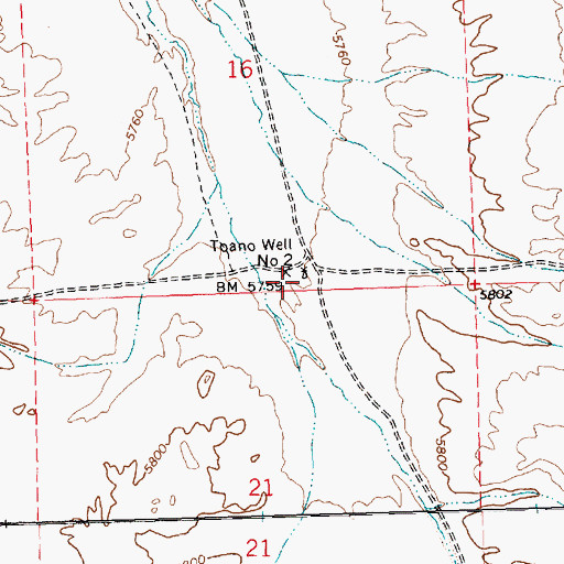 Topographic Map of Toano Well Number Two, NV