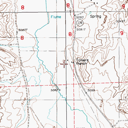 Topographic Map of Tomera Ranch, NV