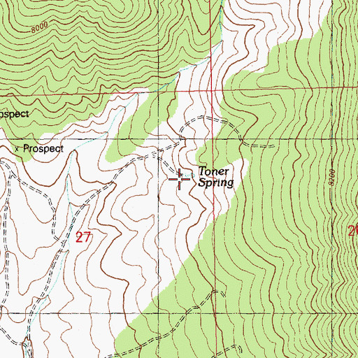 Topographic Map of Toner Spring, NV