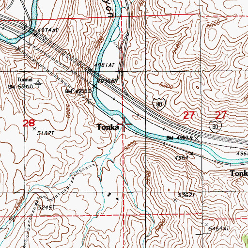 Topographic Map of Tonka Creek, NV