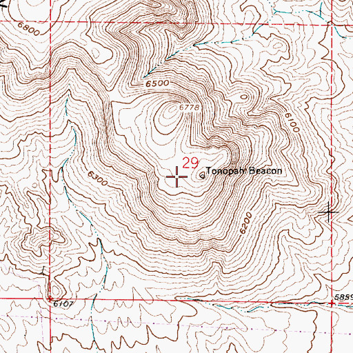 Topographic Map of Tonopah Beacon, NV