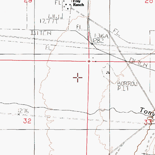 Topographic Map of Tony Creek, NV
