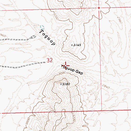Topographic Map of Toquop Gap, NV