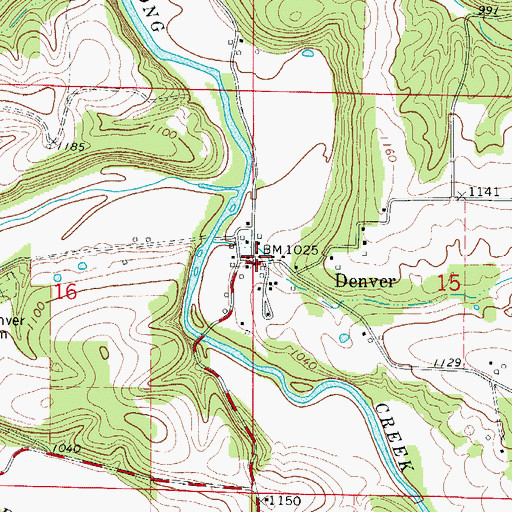 Topographic Map of Denver Post Office (historical), AR