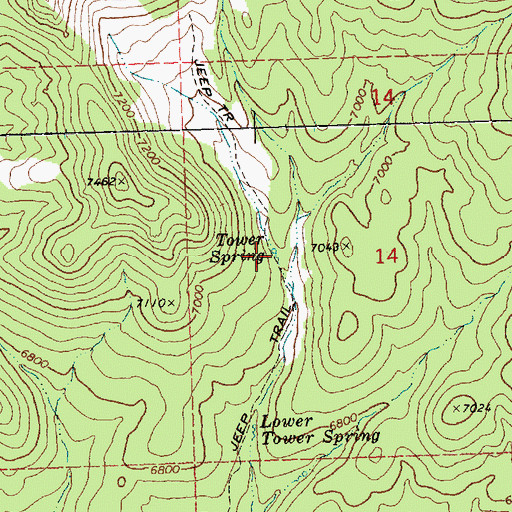Topographic Map of Tower Spring, NV