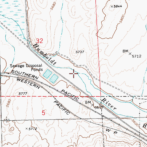 Topographic Map of Town Creek, NV