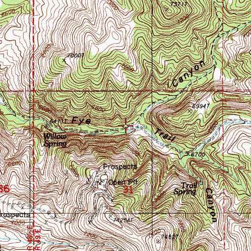 Topographic Map of Trail Canyon, NV