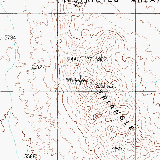 Topographic Map of Triangle Mountain, NV
