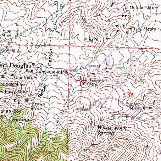 Topographic Map of Triumph Mine, NV