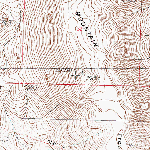 Topographic Map of Trough Mountain, NV