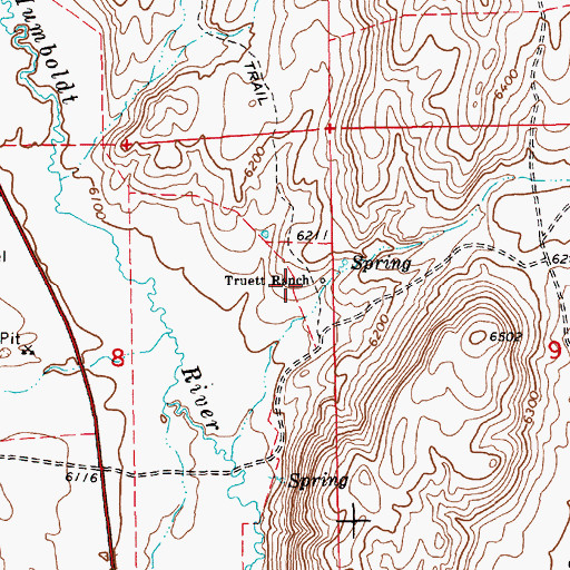 Topographic Map of Truett Ranch, NV