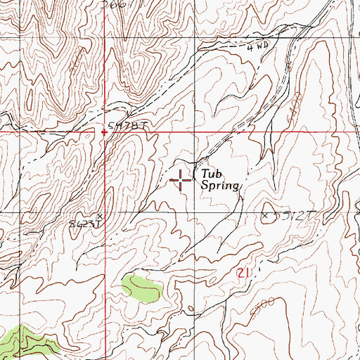 Topographic Map of Tub Spring, NV