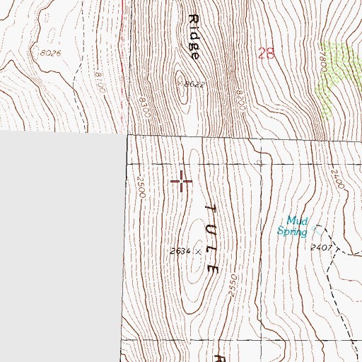 Topographic Map of Tule Ridge, NV