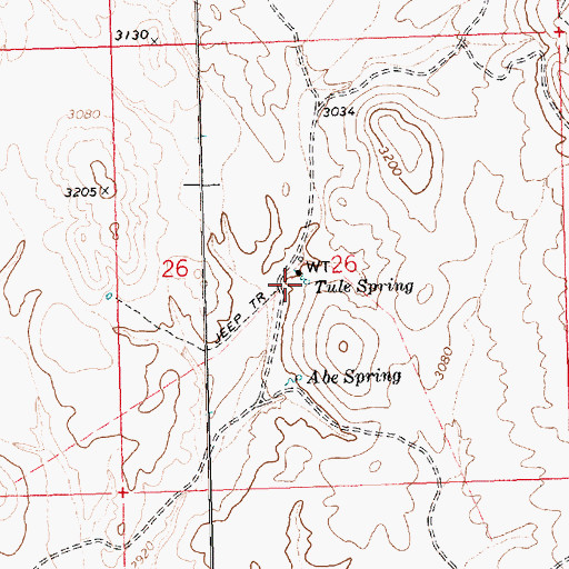 Topographic Map of Tule Spring, NV