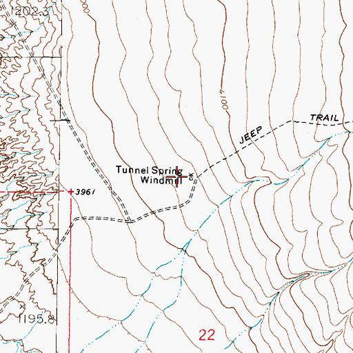 Topographic Map of Tunnel Spring Windmill, NV