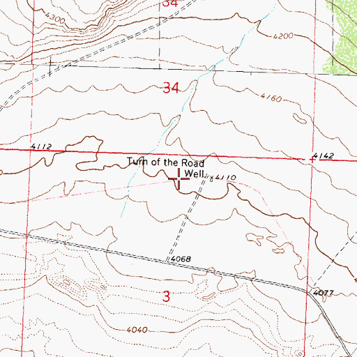 Topographic Map of Turn of the Road Well, NV
