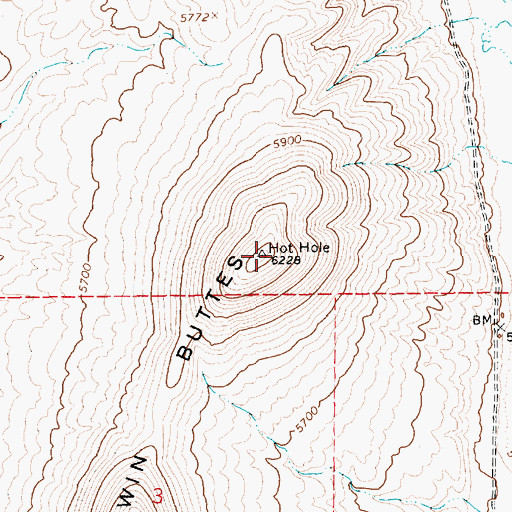 Topographic Map of Twin Buttes, NV