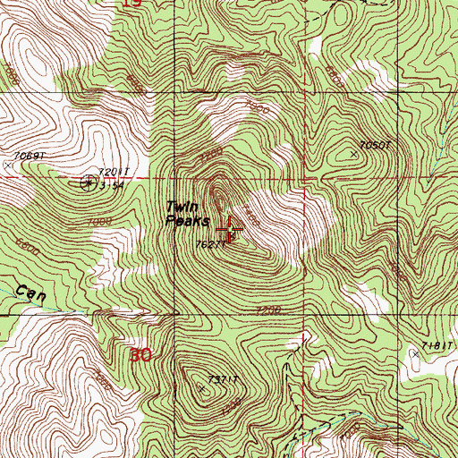 Topographic Map of Twin Peaks, NV