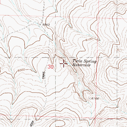Topographic Map of Twin Spring Reservoir, NV