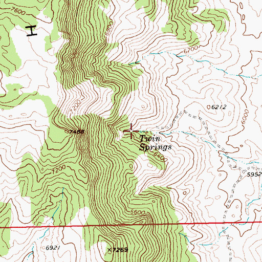 Topographic Map of Twin Springs, NV