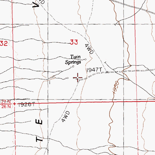 Topographic Map of Twin Springs, NV