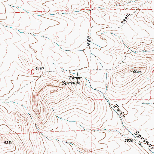Topographic Map of Twin Springs, NV