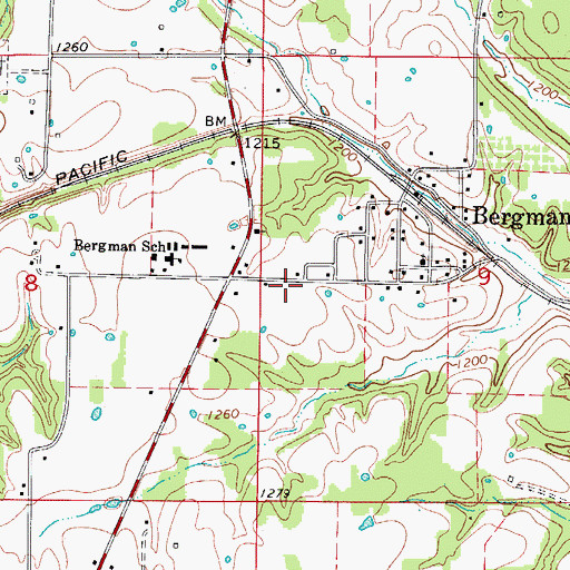 Topographic Map of Bergman Post Office, AR