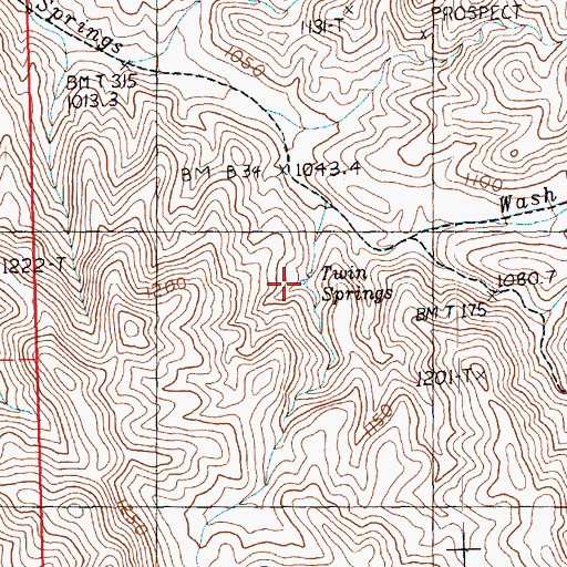 Topographic Map of Twin Springs, NV