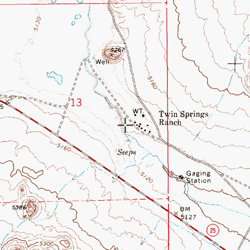 Topographic Map of Twin Springs Ranch, NV