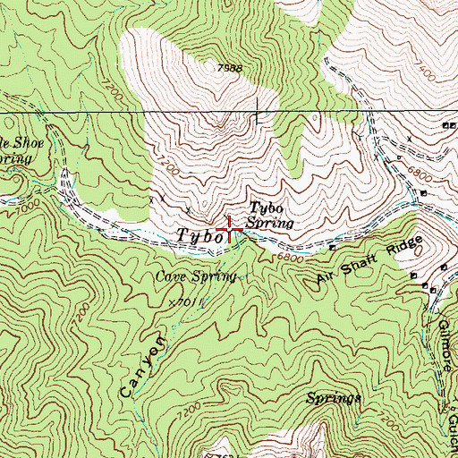 Topographic Map of Tybo Spring, NV