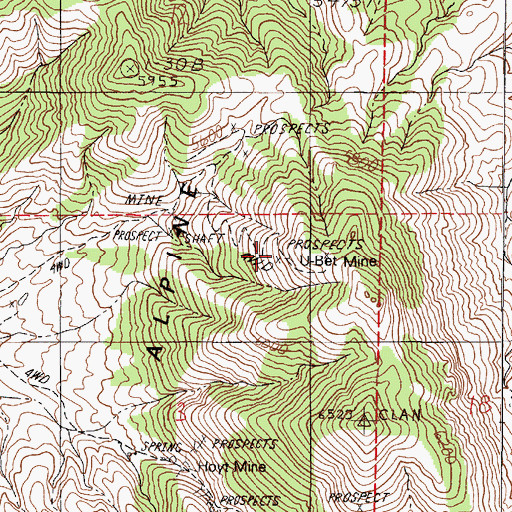 Topographic Map of U Bet Mine, NV
