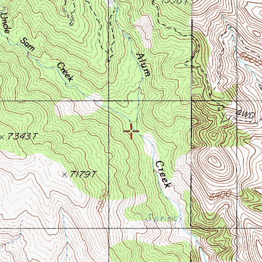 Topographic Map of Uncle Sam Creek, NV