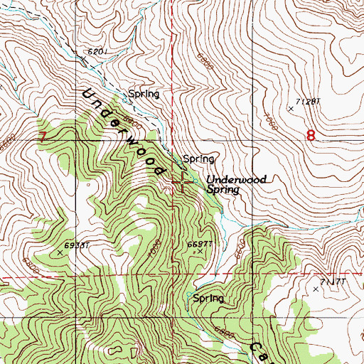 Topographic Map of Underwood Spring, NV