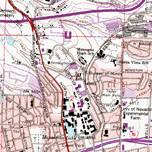 Topographic Map of United States Bureau of Mines, NV