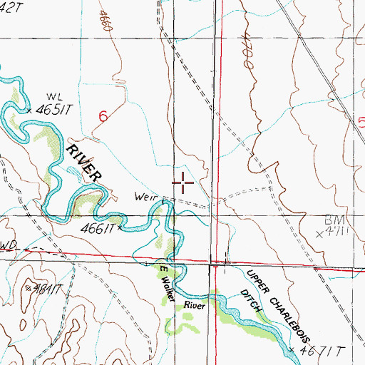 Topographic Map of Upper Charlebois Ditch, NV