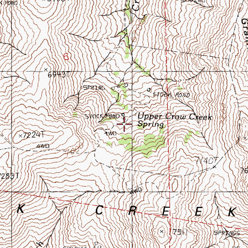 Topographic Map of Upper Crow Creek Spring, NV