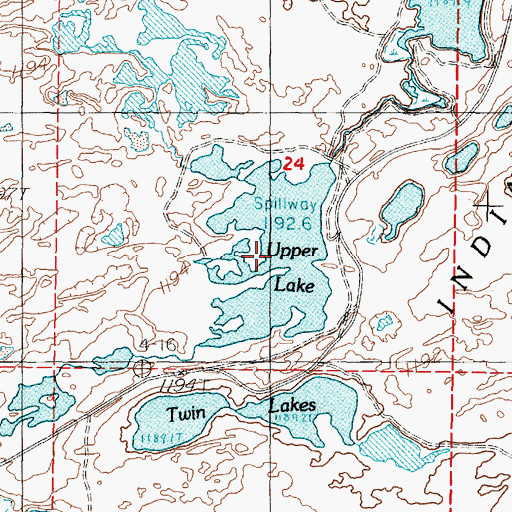 Topographic Map of Upper Lake, NV