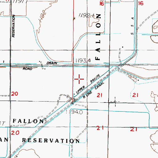 Topographic Map of Upper Paiute Drain, NV