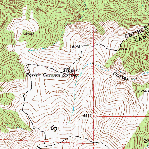 Topographic Map of Upper Porter Canyon Spring, NV