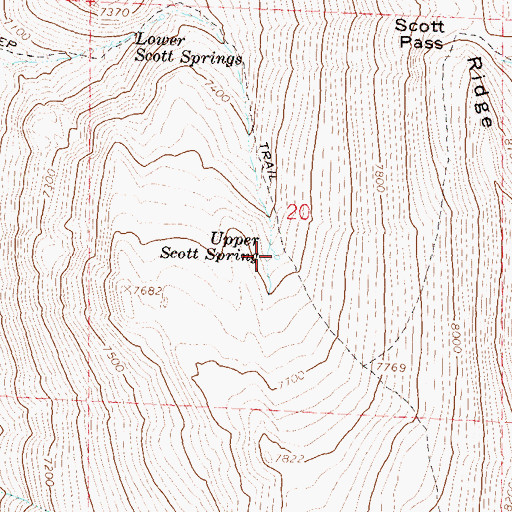 Topographic Map of Upper Scott Spring, NV
