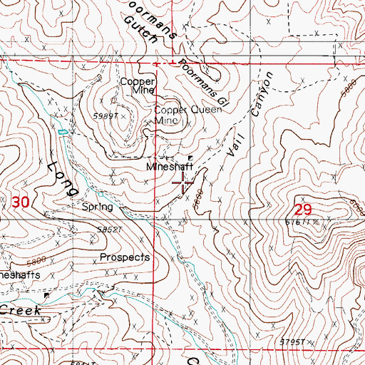 Topographic Map of Vail Placer, NV