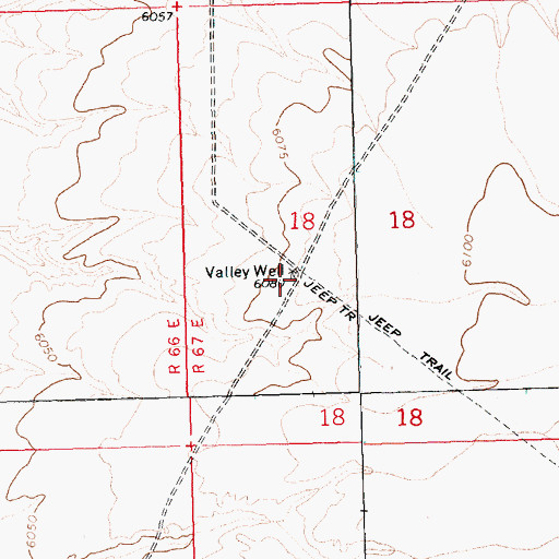 Topographic Map of Valley Well, NV