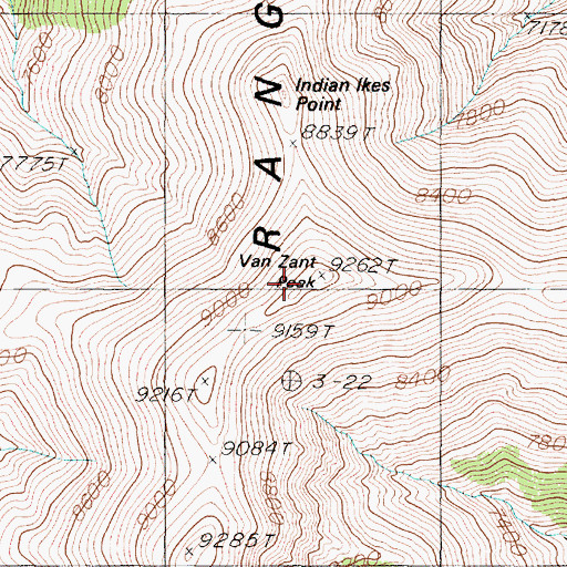 Topographic Map of Van Zant Peak, NV