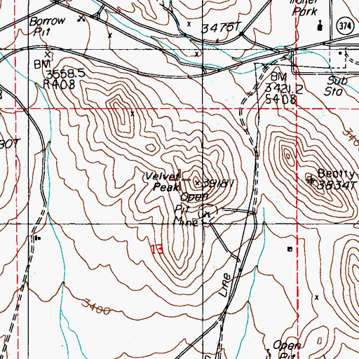 Topographic Map of Velvet Peak, NV